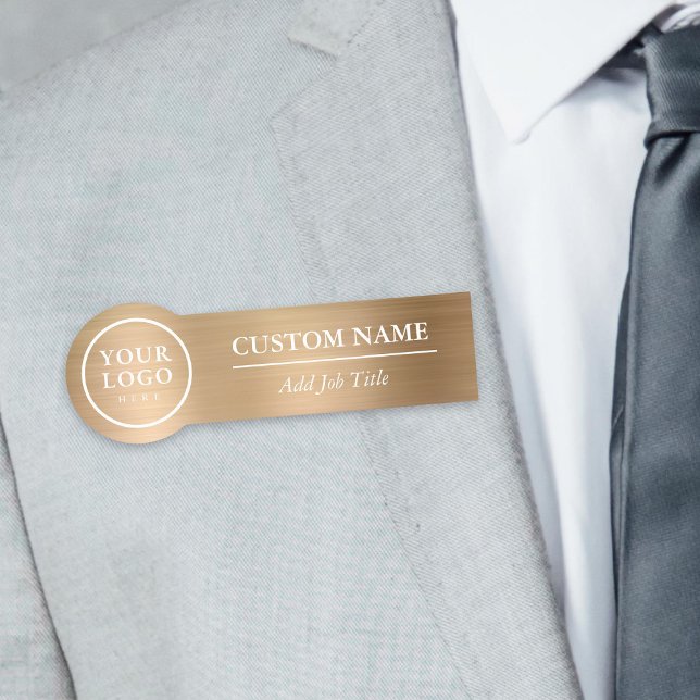 Porte-nom Arrondi Elegant Métallic Or Vêtements Employé (Rounded Elegant Metallic Gold Clothes Employee Name Tag
)
