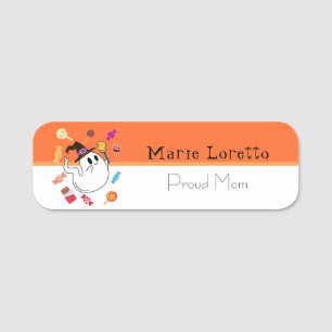 Porte-nom Baby Ghost Halloween Orange enfants