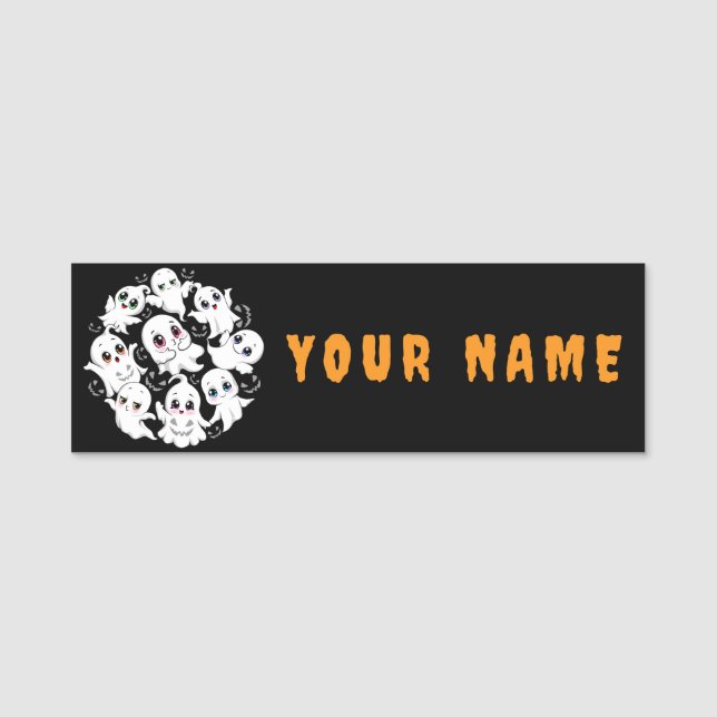 Porte-nom Baby Ghosts Éffrayant mignon Halloween humeur (Devant)