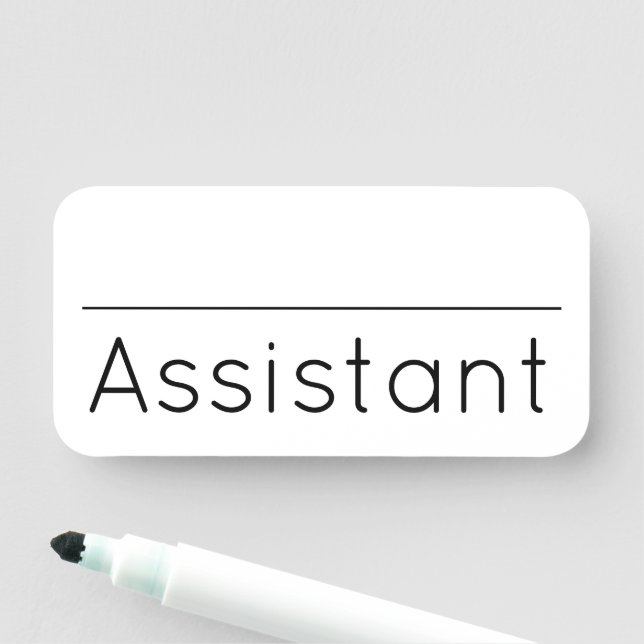 Porte-nom Balise de nom "Assistant" moderne, contemporain (En situation)