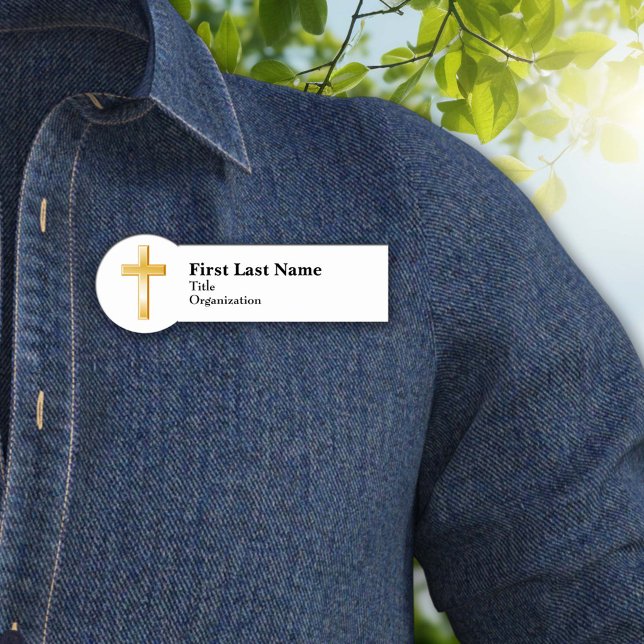 Porte-nom Balise de nom de la Croix d'or Christian (The cross is a central symbol of the Christian faith. )