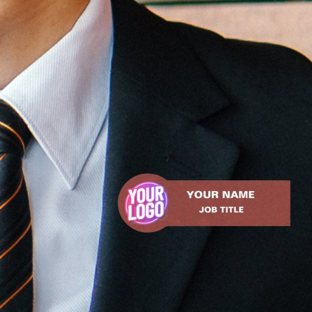 Porte-nom Balise de nom de logo personnalisé Brown avec une  (Créateur téléchargé)