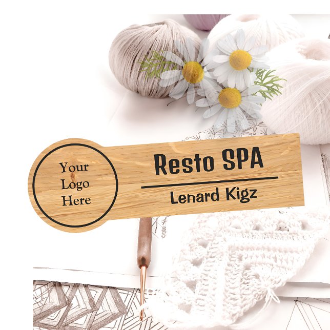 Porte-nom Balise de nom moderne personnalisée, finition bois (Créateur téléchargé)