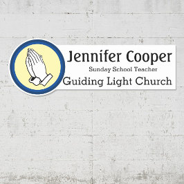 Porte-nom Balise de nom Praying Hands Custom Text Church Bad