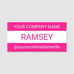 Porte-nom Balise de nom rose chaud sans logo ou 3po magnétiq