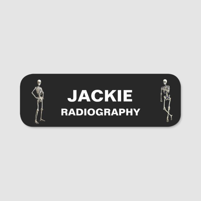 Porte-nom Balise Deux Skeletons Radiology Black Name (Devant)