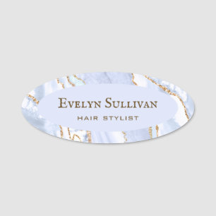 Porte-nom Balise Pastel Blue Agate Name