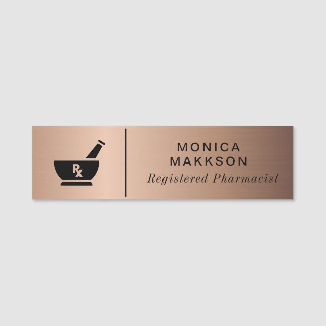 Porte-nom Balise RX Pharmacy Logo Pharmist Service Médicale (Devant)
