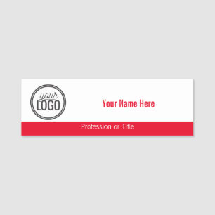 Porte-nom Bande Rouge Simple avec Votre Logo Professionnel