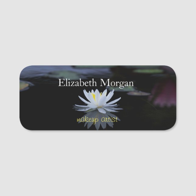 Porte-nom Beau Lotus Blanc, Lac (Devant)