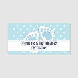 Porte-nom Bébé bleu mou Pieds de garçon