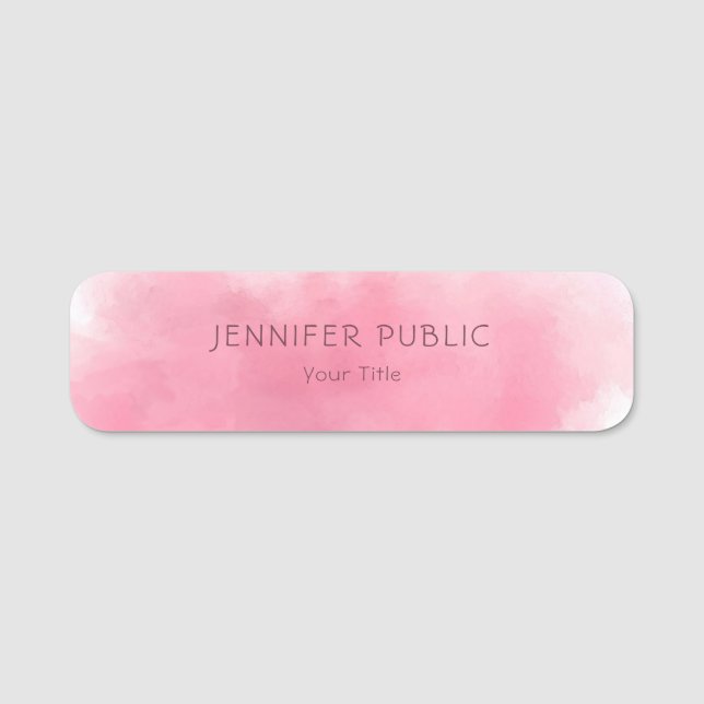 Porte-nom Belle Aquarelle rose Art Moderne Modèle chic (Devant)