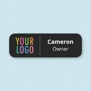 Porte-nom Black Magnetic Nametag ou Pin Company Logo en plas