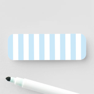Porte-nom Blanc rayé bleu pâle moderne