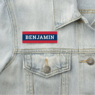 Porte-nom Bleu et rouge marine avec police Preppy