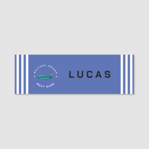 Porte-nom Blue Navy Ancres nautiques club voile baleine