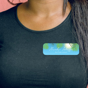 Porte-nom Blue Tropical Summer Sky Modern Script Custom