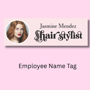 Porte-nom Blush Rose Coiffeur Élégant Photo 