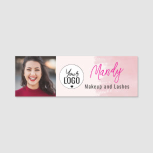 Porte-nom Blush Rose Logo Script Photo Maquillage