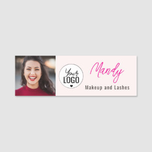 Porte-nom Blush Rose Logo Script Photo Maquillage