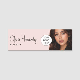 Porte-nom Blush Rose Logo Script Photo Maquillage