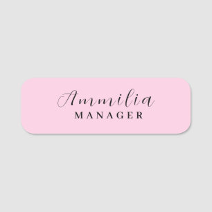 Porte-nom Blush Rose Monogramme Minimaliste Féminine Moder