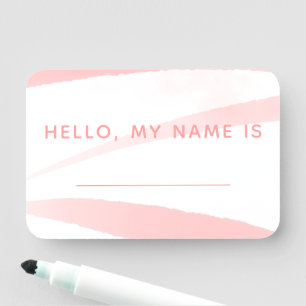 Porte-nom Bonjour Mon nom est Pink Watercolor Name Balise