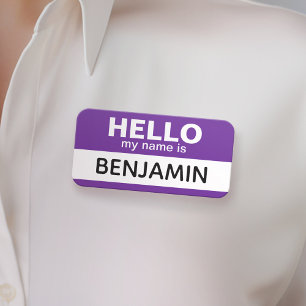 Porte-nom Bonjour mon nom est - Purple - Employé personnalis