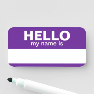 Porte-nom Bonjour mon nom est - Purple - Employé sec Effacer