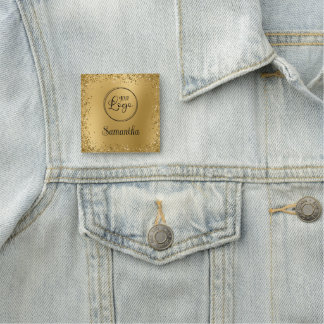 Porte-nom Bordure Pailletée Or Logo Flou