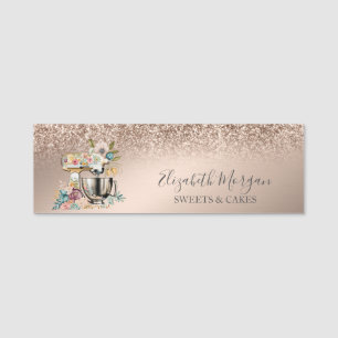 Porte-nom Boulangerie Floral Mixer Rose Gold Glitter
