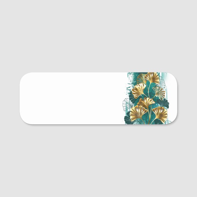 Porte-nom Branche avec Feuilles d'or Ginko Biloba (Devant)