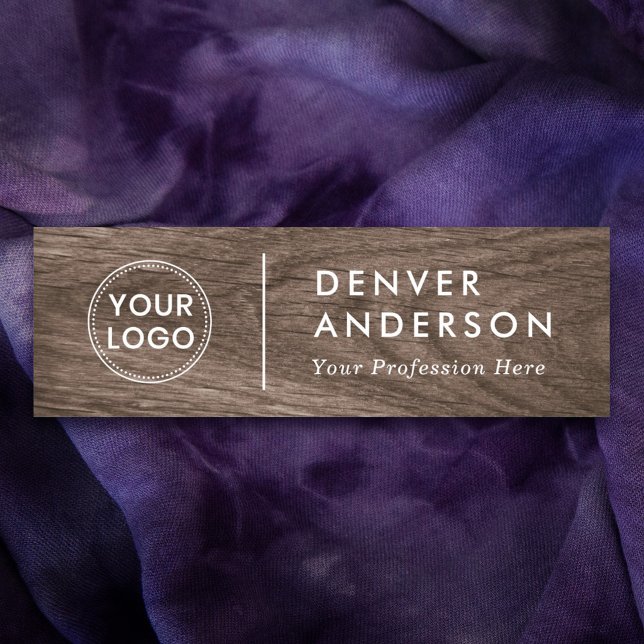 Porte-nom Brown bois look moderne logo, nom et titre (Créateur téléchargé)