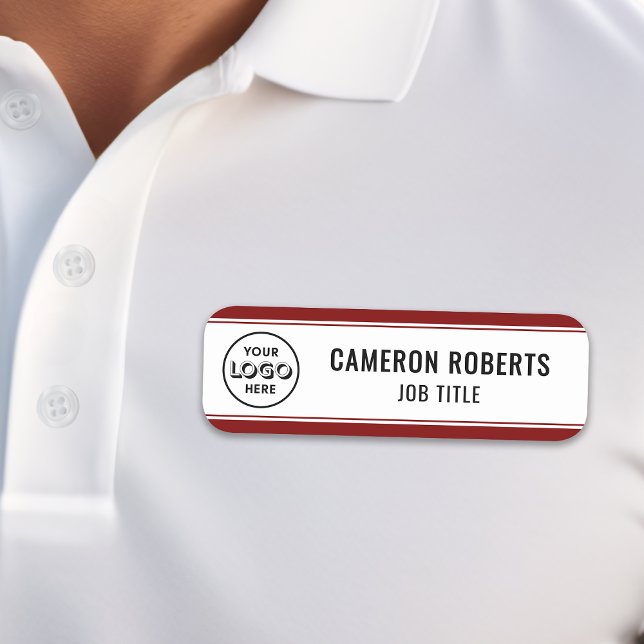 Porte-nom Burgundy Custom Company Logo Employé (Créateur téléchargé)
