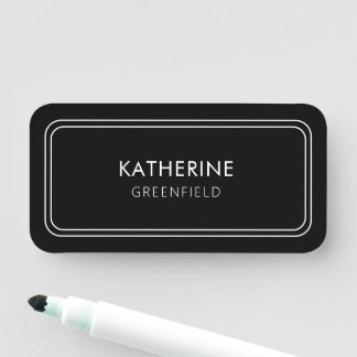 Porte-nom Cadre arrondi Moderne Design Nom Balise Noir