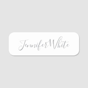 Porte-nom Calligraphie Élégant Gris rétro Gris Blanc Nom