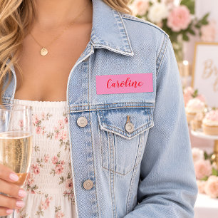 Porte-nom Calligraphie Personnalisée Rose Rouge Simple et Te