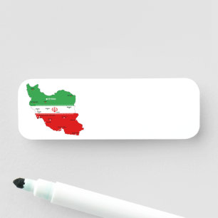 Porte-nom Carte de l'Iran avec drapeau et emblème