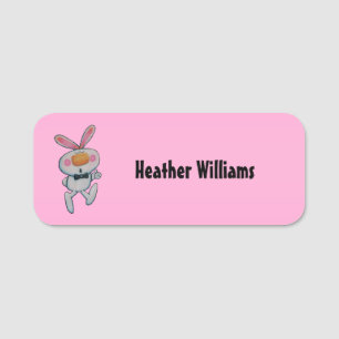 Porte-nom Cartographier Pouce blanche haut Inscription rose 