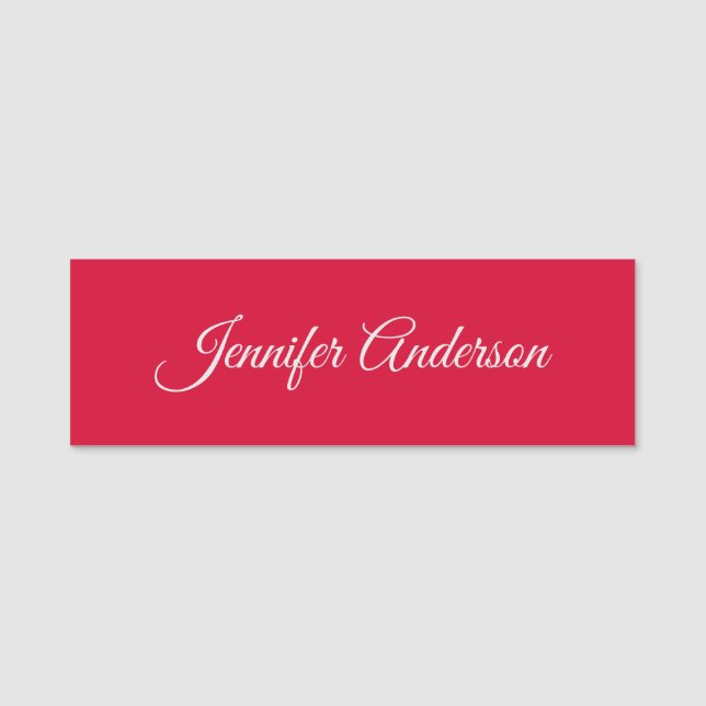 Porte-nom Chic Calligraphie Élégant Cerisier Rouge Personnal (Devant)