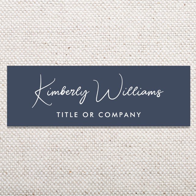 Porte-nom Chic Script Professional Blue (Chic Script Professional Black Name Tag)