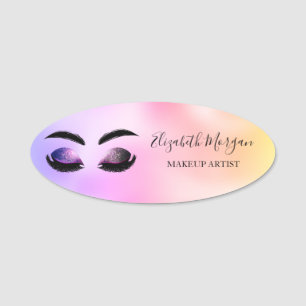Porte-nom Cils Faux Pailletés, Iridescent Holographique