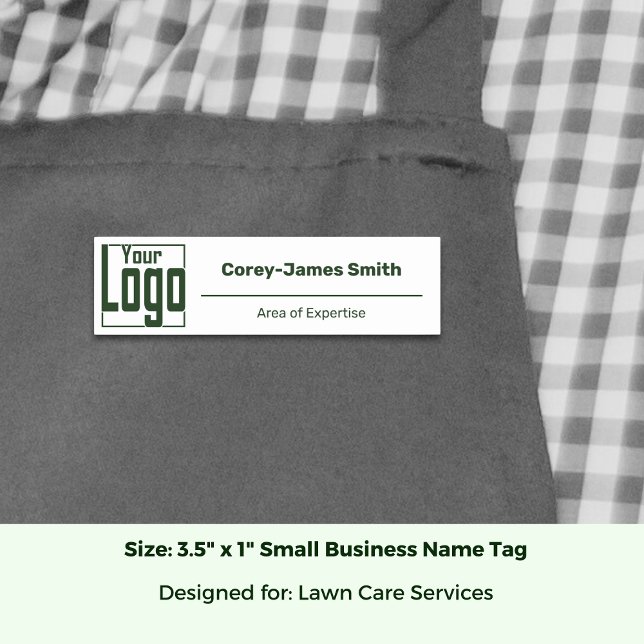Porte-nom Classic Logo Expertise Classic White Green (Classic Logo Expertise Classic White Green Name Tag; Size 3.5 x 1 Inch)