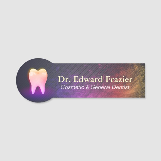 Porte-nom Clinique dentaire professionnelle Rose Gold Tooth (Devant)