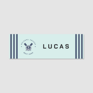 Porte-nom Club nautique Blue Navy Ancre nautique