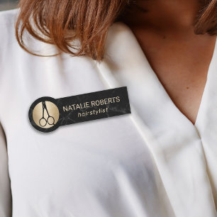 Porte-nom Coiffeuse Styliste Moderne Marbre Noir Salon de Be