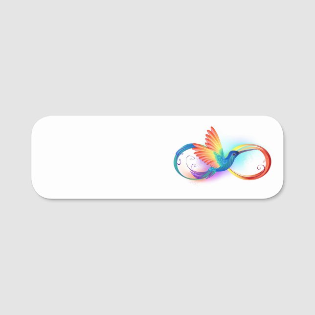 Porte-nom Colibri arc-en-ciel avec symbole Infinity (Devant)