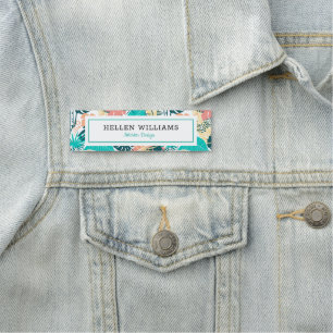 Porte-nom Colorful topical feuille collage motif