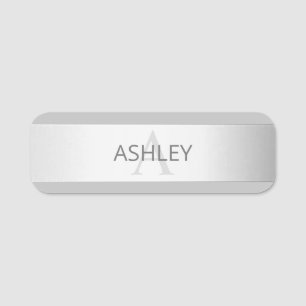 Porte-nom Contemporain Faux Argent Ombre Gris