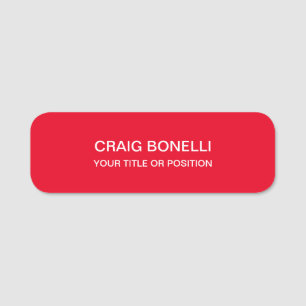 Porte-nom Couleur rouge moderne minimaliste Plaque